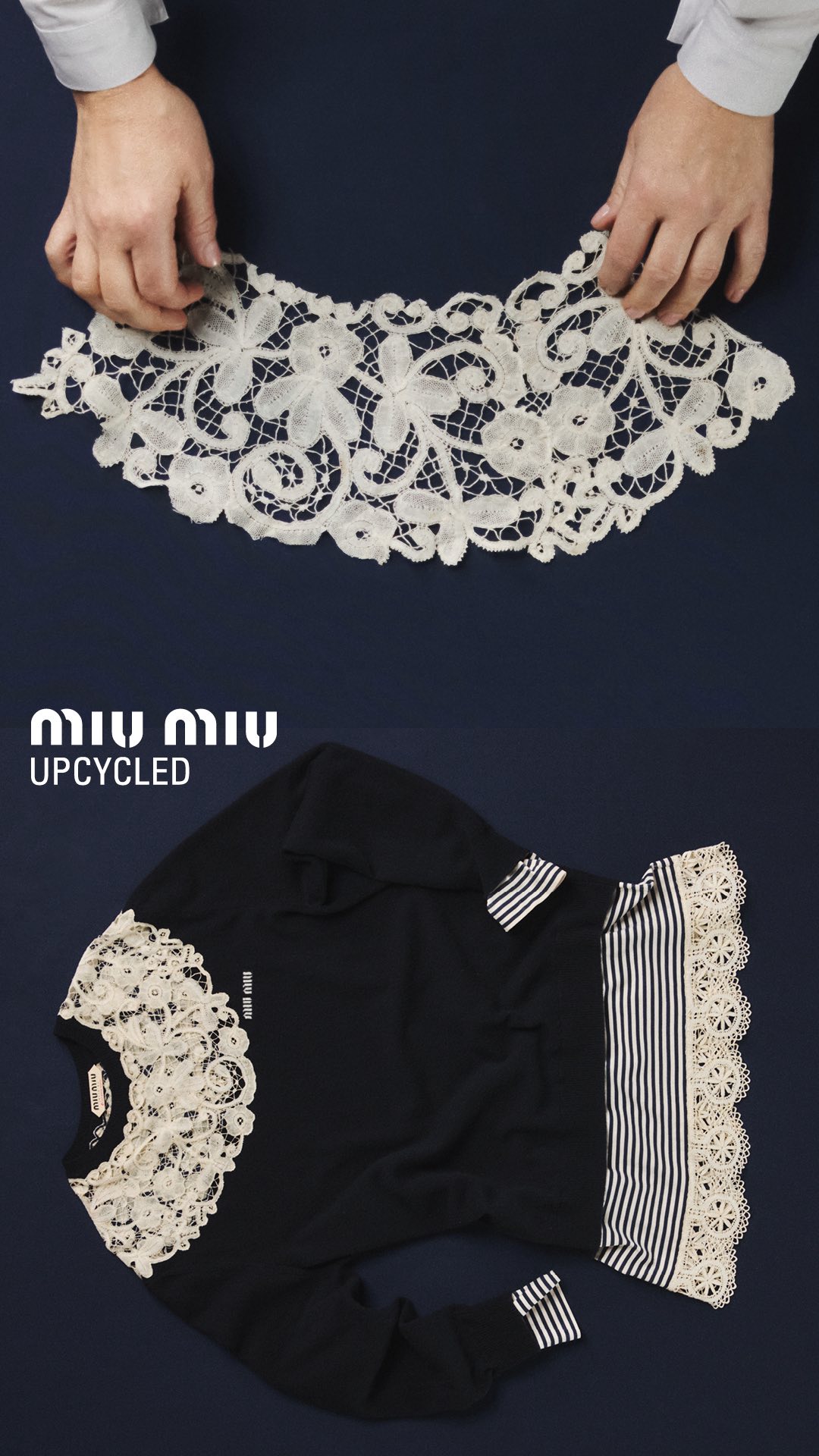 Instagram post by @catherinemartindesigns for Miu Miu. Caption reads: Unexpected juxtapositions between vintage pieces....