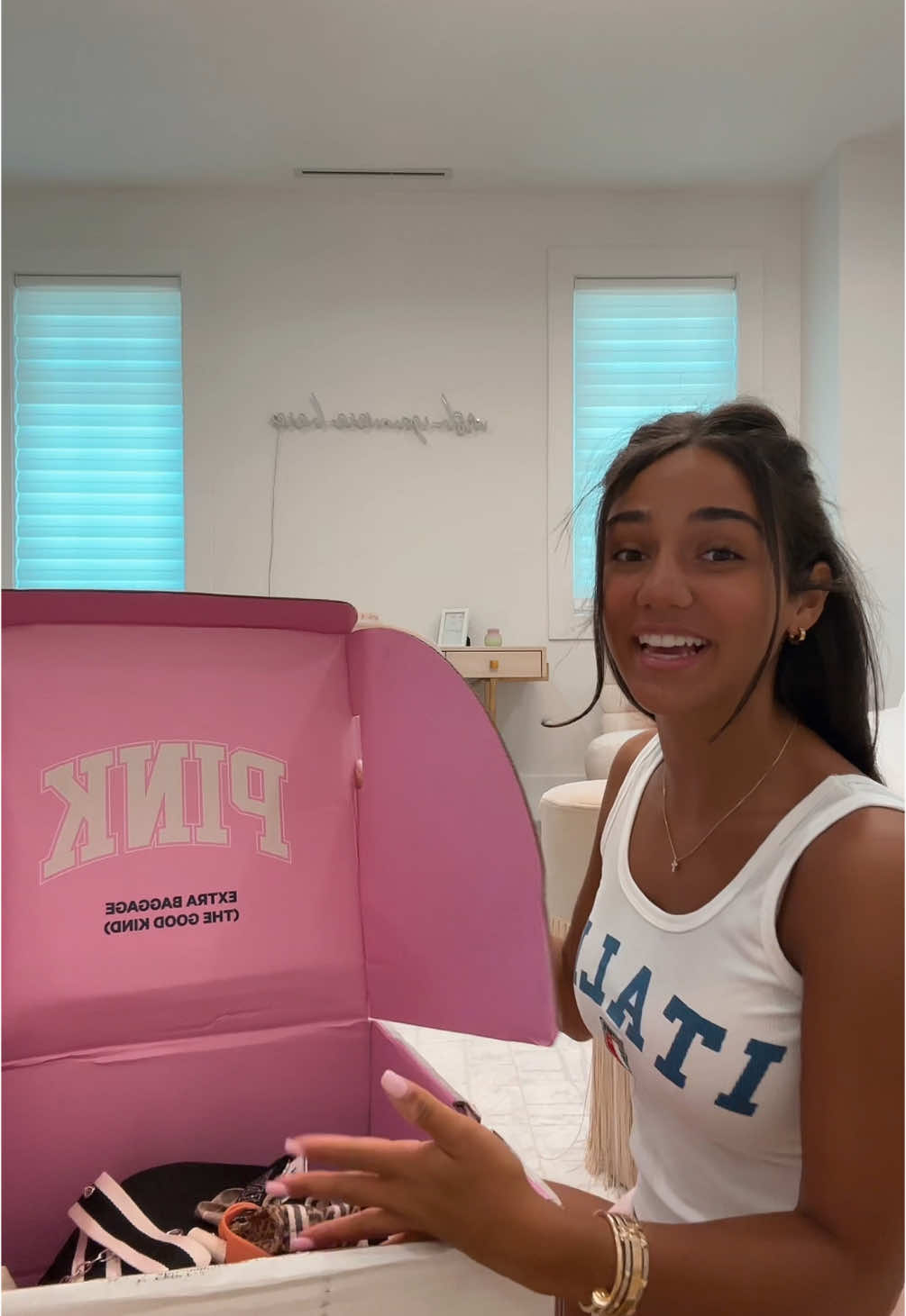 TikTok post by @antoniagorgaa for VSPINK. Caption reads: Obsessed with everything thank you so much!!....