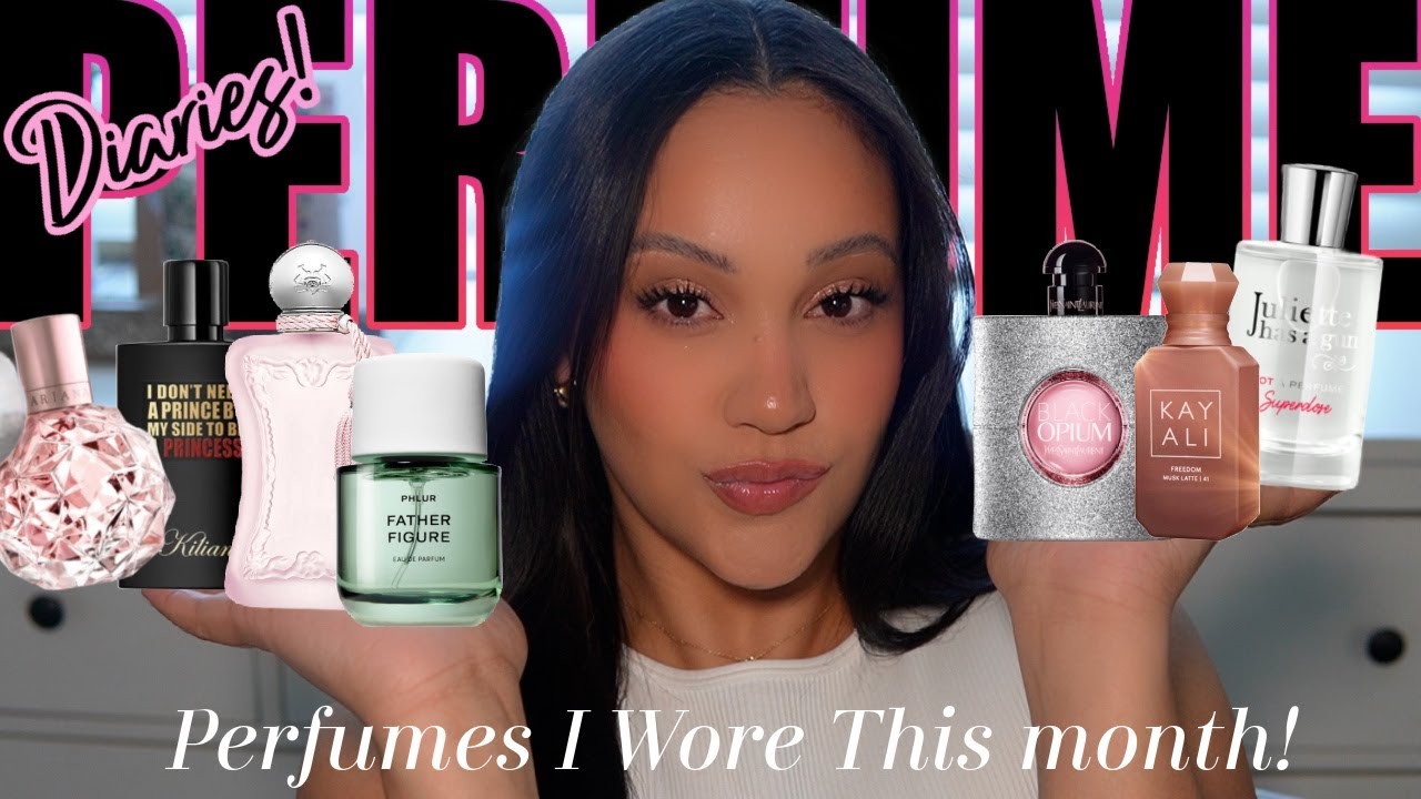 YouTube post by @AmyGlam for Twisted Lily. Caption reads: PERFUME DIARIES 📒 JANUARY PERFUME TRAY UPDATE |....