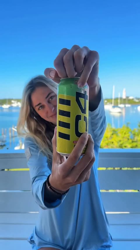 Instagram post by @camillapavann for C4 Energy. Caption reads: [...] get all the activities in on vacation....