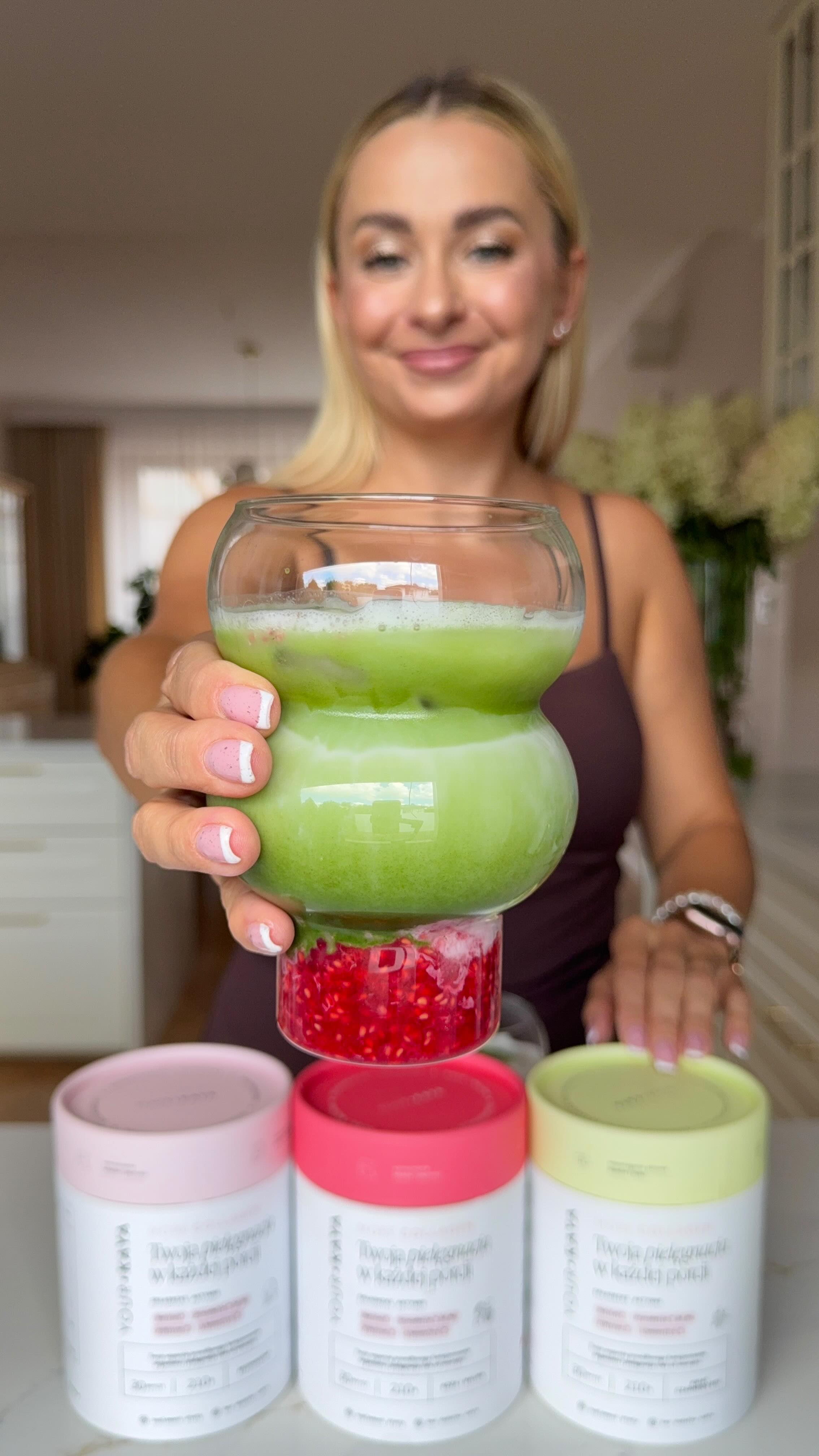 Instagram post by @pieknytalerz_ for Your KAYA. Caption reads: Kolagenowa Matcha 🍵 malinowa ❤️

[reklama]....