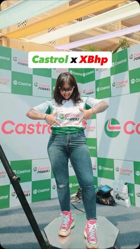Instagram post by @fi.tanishaa for Castrol POWER1. Caption reads: [...] from start to finish ⚡ #Castrol....