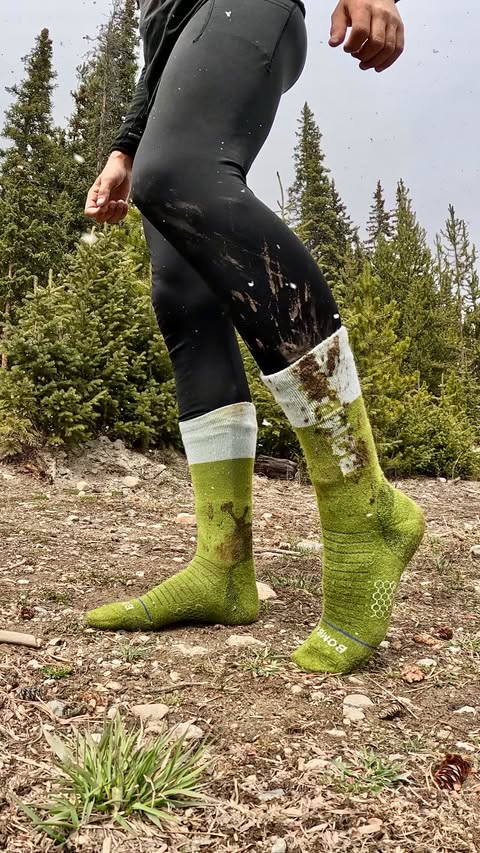 Instagram post by @mikey.mitch for bombas. Caption reads: [...] conditions stop your adventures. @bombas....