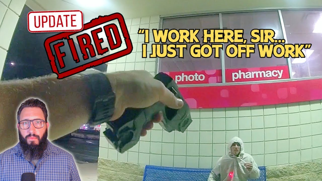YouTube post by @thecivilrightslawyer for Ekster. Caption reads: CVS Employee Arrested Waiting on Bench | Charges....