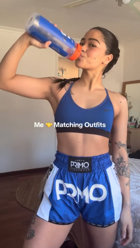 Instagram post by @gabriellederamos for Gatorade. Caption reads: [...] until the bottle matches 🥊💙 New Gatorade....