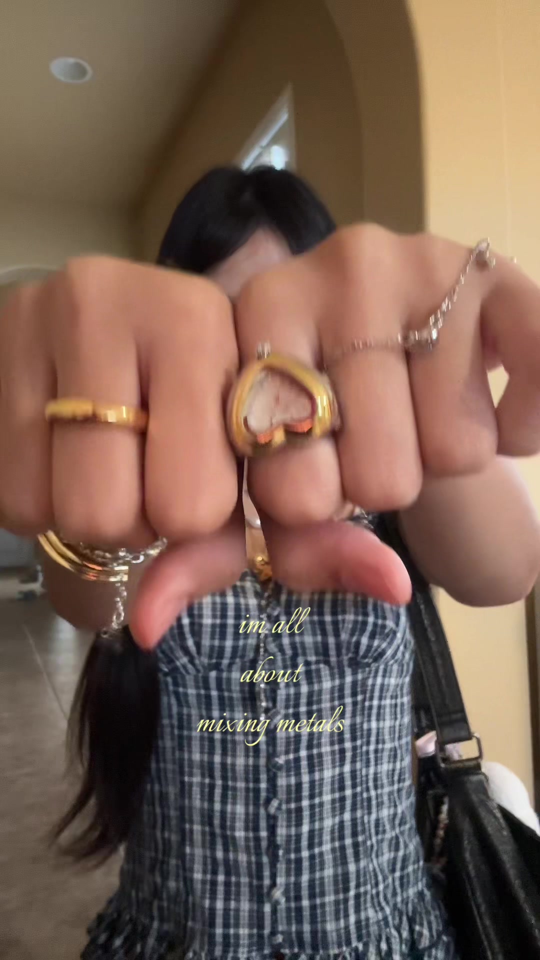 TikTok post by @bloatedcookie for En Route Jewelry. Caption reads: [...] method… mix ur metals… || all jewelry from....