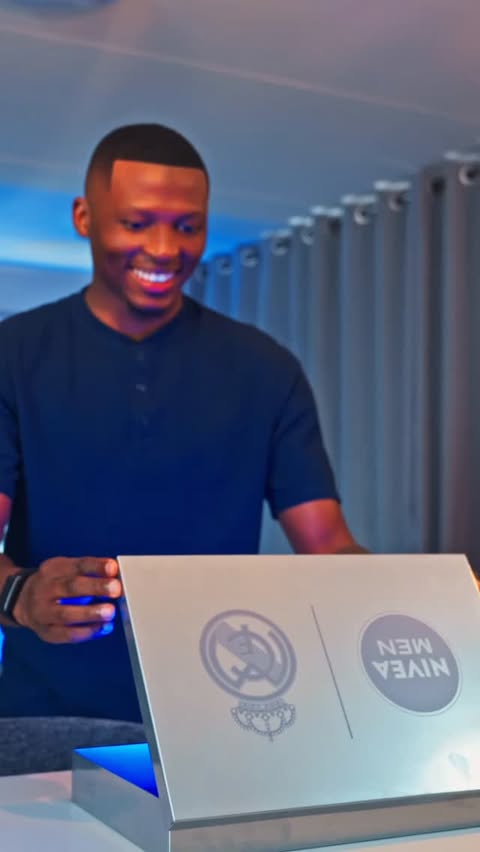 Instagram post by @thabiso_monyane for NIVEA MEN. Caption reads: [...] who trains year-round, I rely on NIVEA Men....