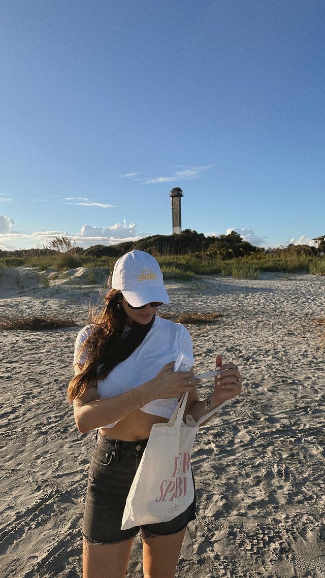 Instagram post by @gabvasile for RMS BEAUTY. Caption reads: Come with me to a beach cleanup with @rmsbeauty to....