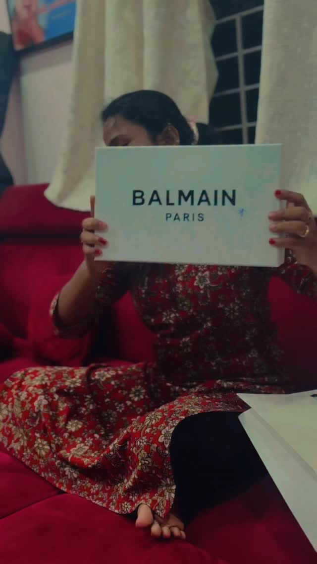 Instagram post by @telangana_tejupriya for Balmain. Caption reads: One of my fav 💼 ✊🏻wish list ✅@balmain ....