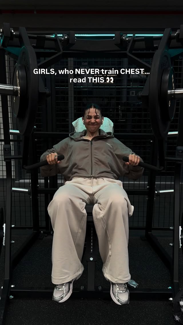 Instagram post by @angeeelina.fit for Women's Best. Caption reads: Most women SKIP chest day… but here’s what....