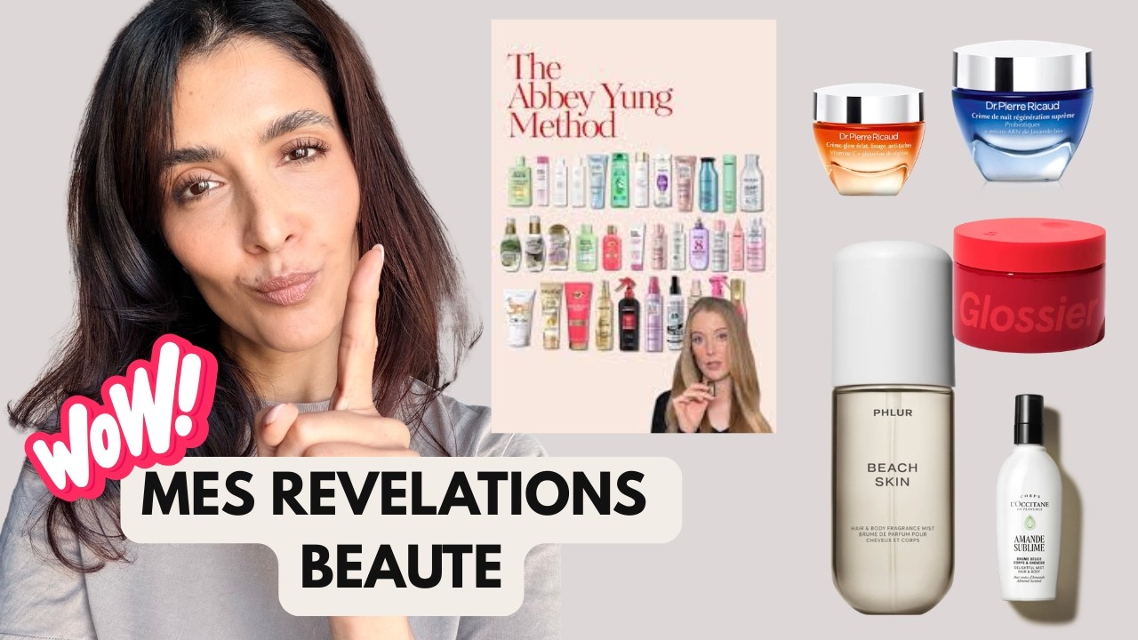 YouTube post by @LADNBEAUTY for Glossier. Caption reads: [...] night cream → 🌸 Scent stacking • Glossier....