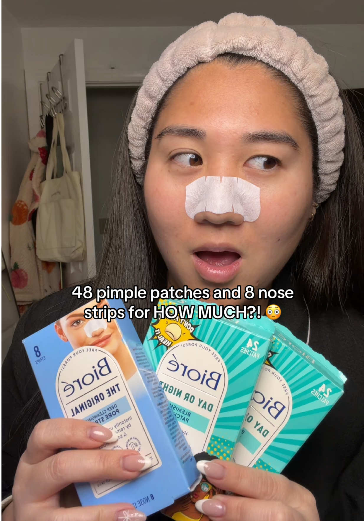 TikTok post by @claraoshiroo for Bioré. Caption reads: [...] now that they’re on a crazy sale!!! @Biore....