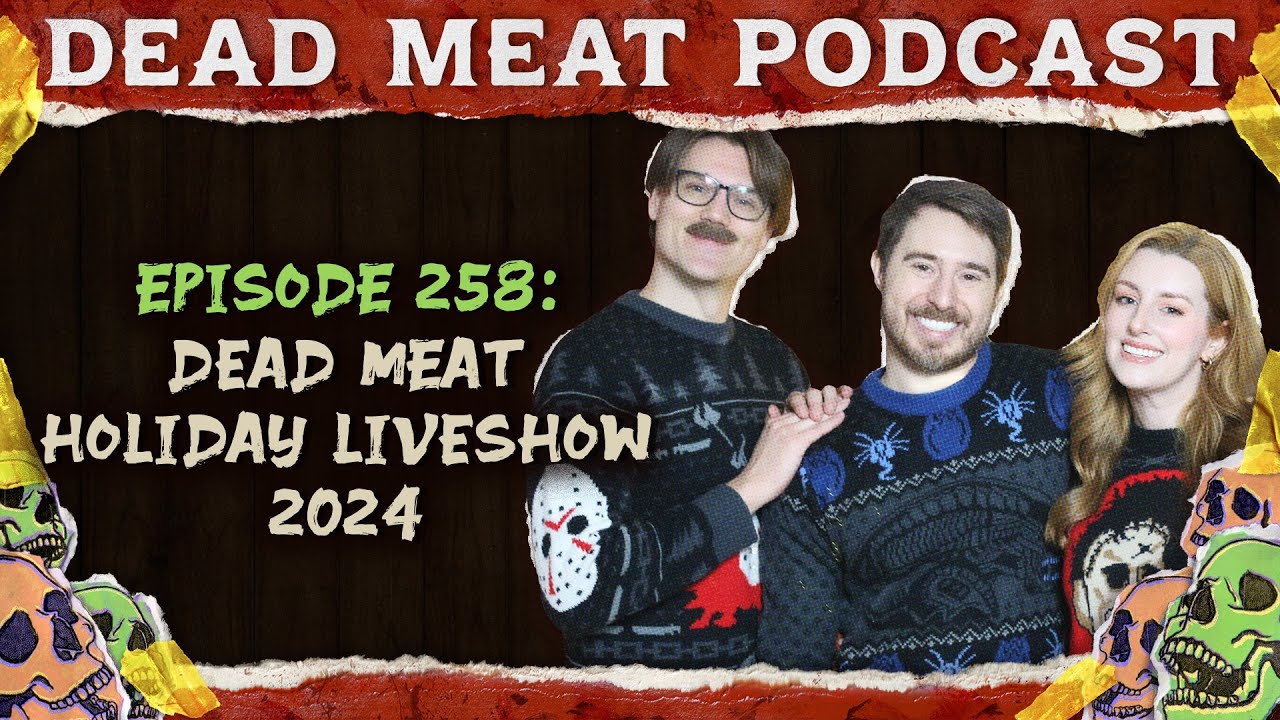 YouTube post by @DeadMeat for Simon & Schuster. Caption reads: A Very Dead Meat Holiday LIVE (2024) | Dead Meat....