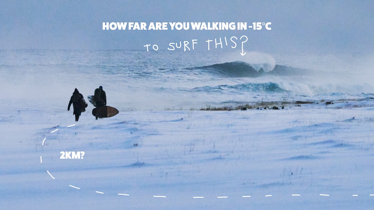 YouTube post by @DylanGravesYT for Huckberry. Caption reads: surfing where the sun never riSeS ☾.