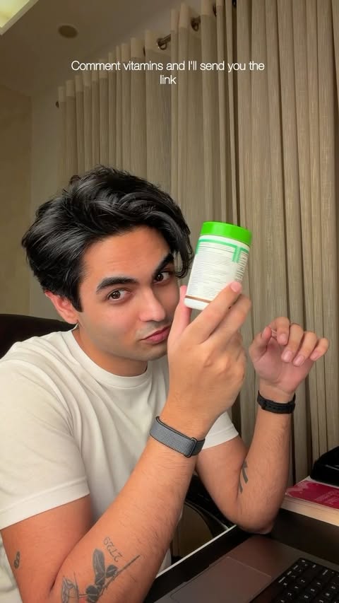 Instagram post by @shreysht_ for OZiva. Caption reads: [...] these plant-based hair vitamins from....