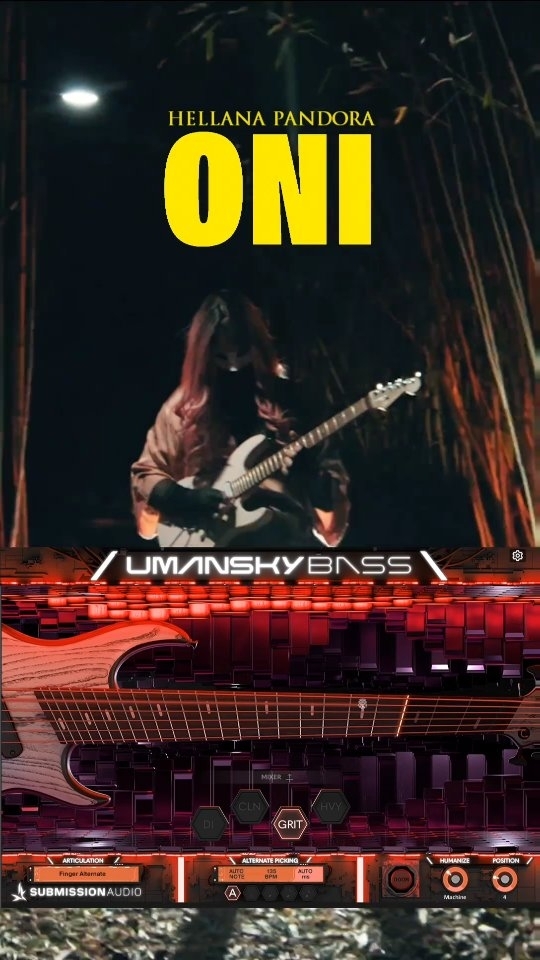 Instagram post by @hellanapandora for Submission Audio. Caption reads: [...] bass on my latest track 'ONI'! By....