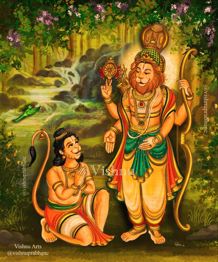 Instagram post by @vishnuprabhanc for Procreate. Caption reads: Hanuman’s vision of Karanja Narasimha 🙏🏻
In the....