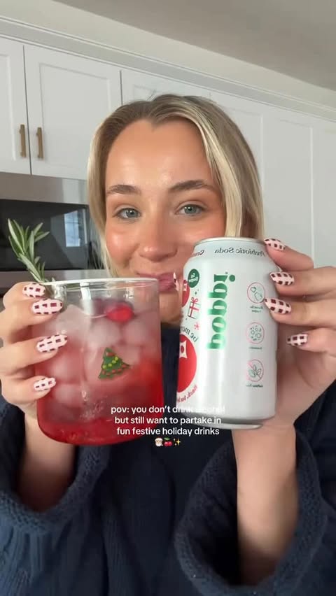 Instagram post by @amyystien for Poppi. Caption reads: @drinkpoppi to the rescue !!💃🏼 #holidaymocktails....