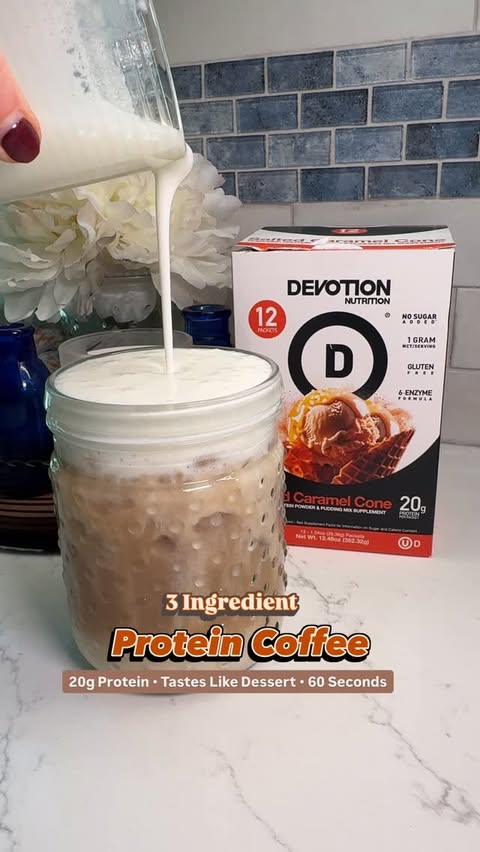 Instagram post by @therunningfoodie for Devotion Nutrition. Caption reads: This cup put me in a holiday 𝐛𝐫𝐞𝐰-𝐝 real....