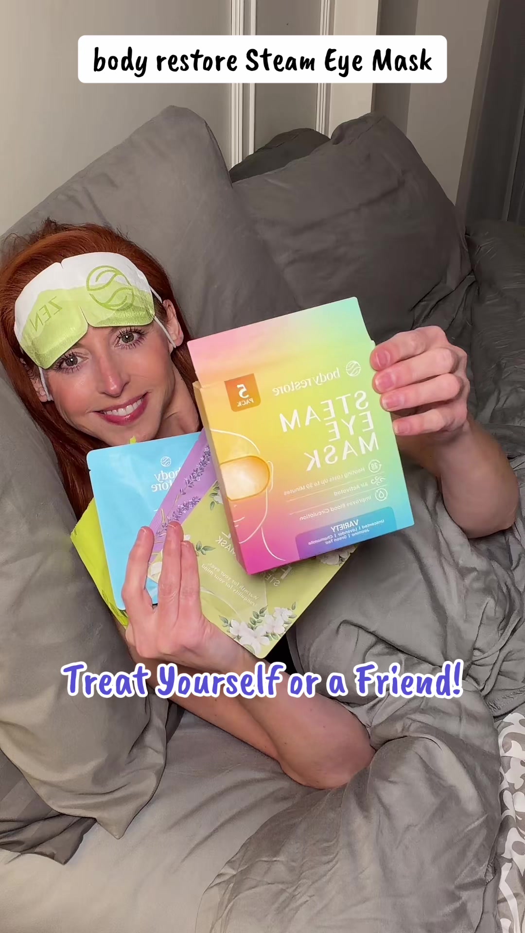 TikTok post by @ncsharkgirl for Body Restore. Caption reads: body restore Steam Eye Mask, 5-Pack, Variety [...].