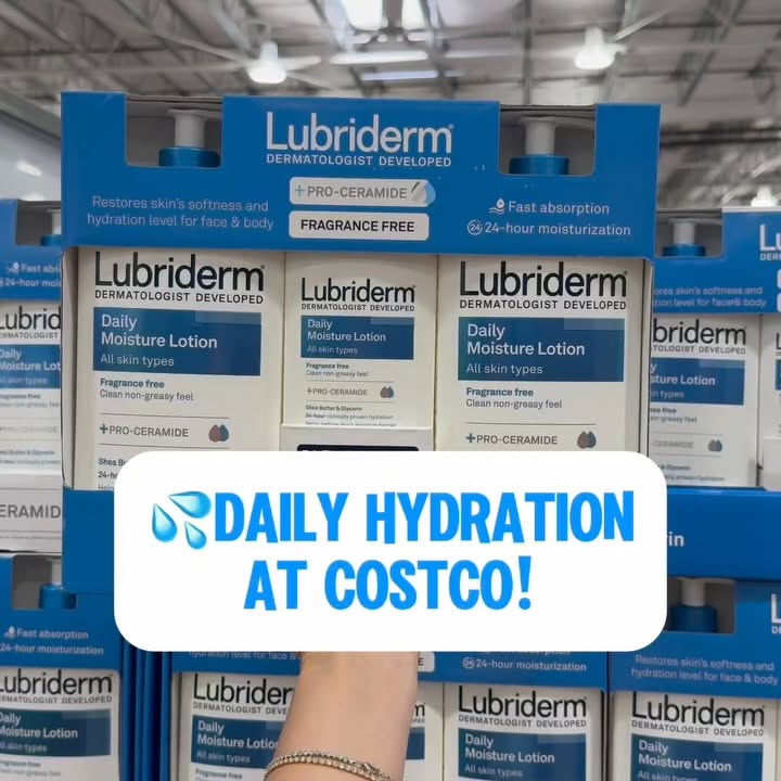 Instagram post by @costcoguide for Lubriderm. Caption reads: #LubridermPartner Go stock up on this @Lubriderm....