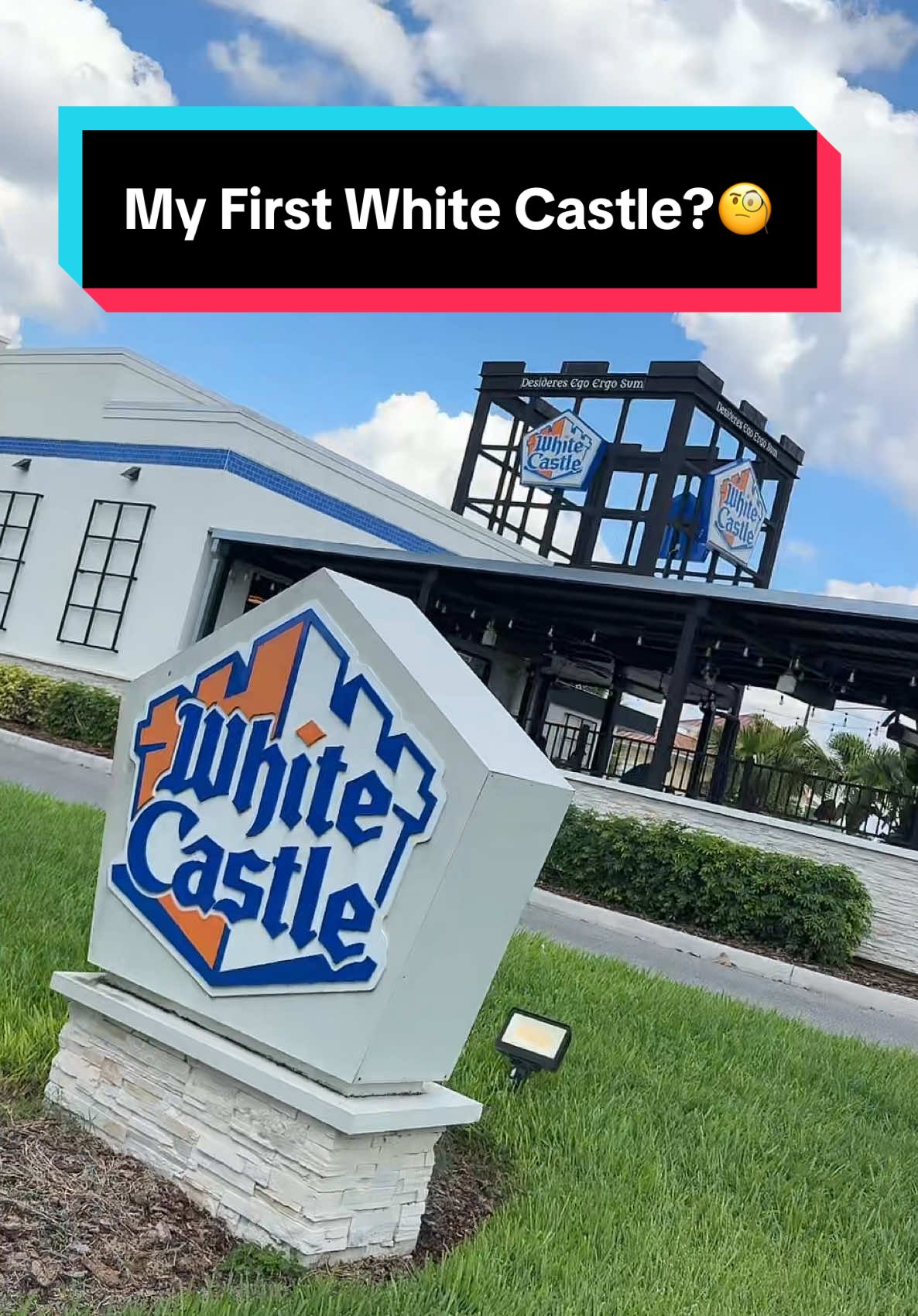 TikTok post by @justinchopelas for White Castle. Caption reads: My first time Try “White Castle” in Orlando....