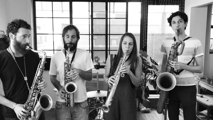 Instagram post by @hailey_niswanger for Kickstarter. Caption reads: Friends! The @saxsideproject has a show....