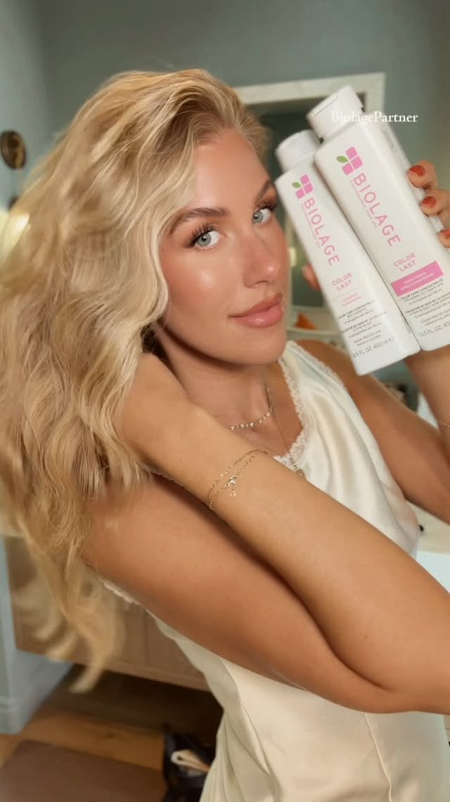 Instagram post by an influencer for Biolage. Caption reads: [...] stocking up on my @biolage Color Last while....