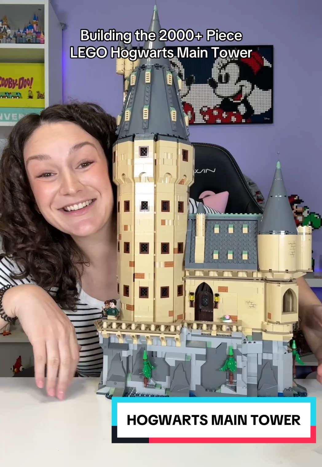 TikTok post by @its.emmasaurus for LEGO. Caption reads: find more HP LEGO builds on my Instagram (ig:....
