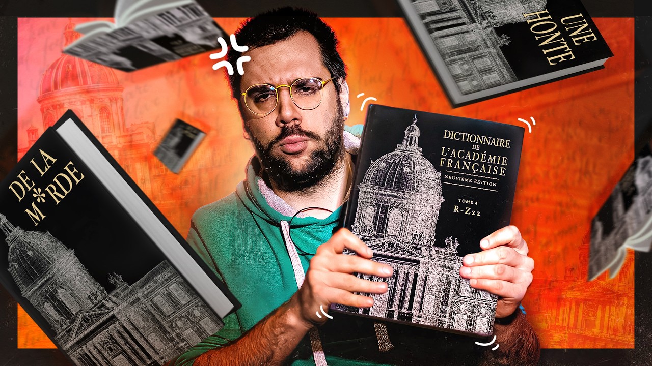 YouTube post by @Linguisticae for Fnac. Caption reads: Le DICTIONNAIRE de l'ACADÉMIE est une HONTE.
