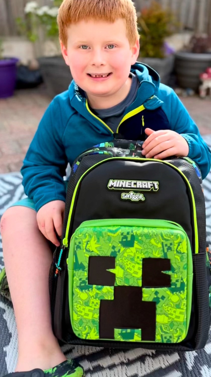 Instagram post by an influencer for Smiggle UK. Caption reads: Did someone say Minecraft?! 🟩 ad| Josh absolutely....