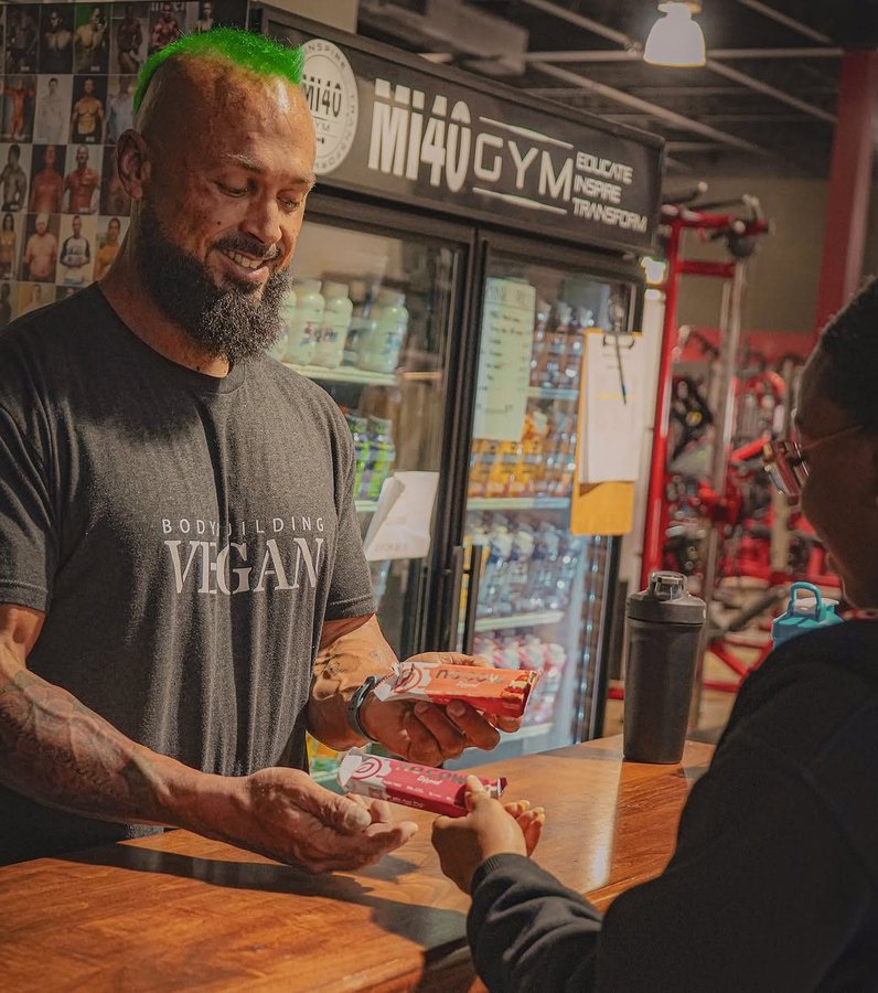 Instagram post by @thebodybuildingvegan for No Cow. Caption reads: #sponsored give the gift of @nocow . It’s the....