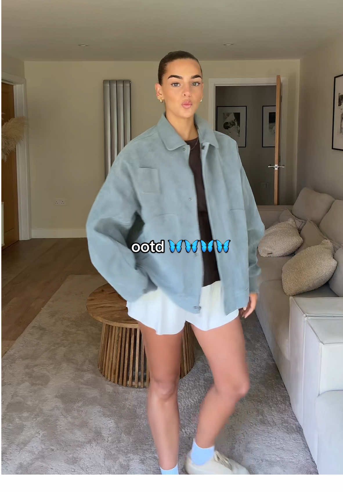 TikTok post by @livwooldridge for Sisters And Seekers. Caption reads: this is THE jacket. 🩵 @Sisters and Seekers #ootd....