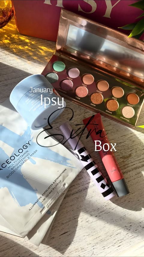 Instagram post by an influencer for IPSY. Caption reads: January’s Ipsy Extra Box (formerly BoxyCharm)....