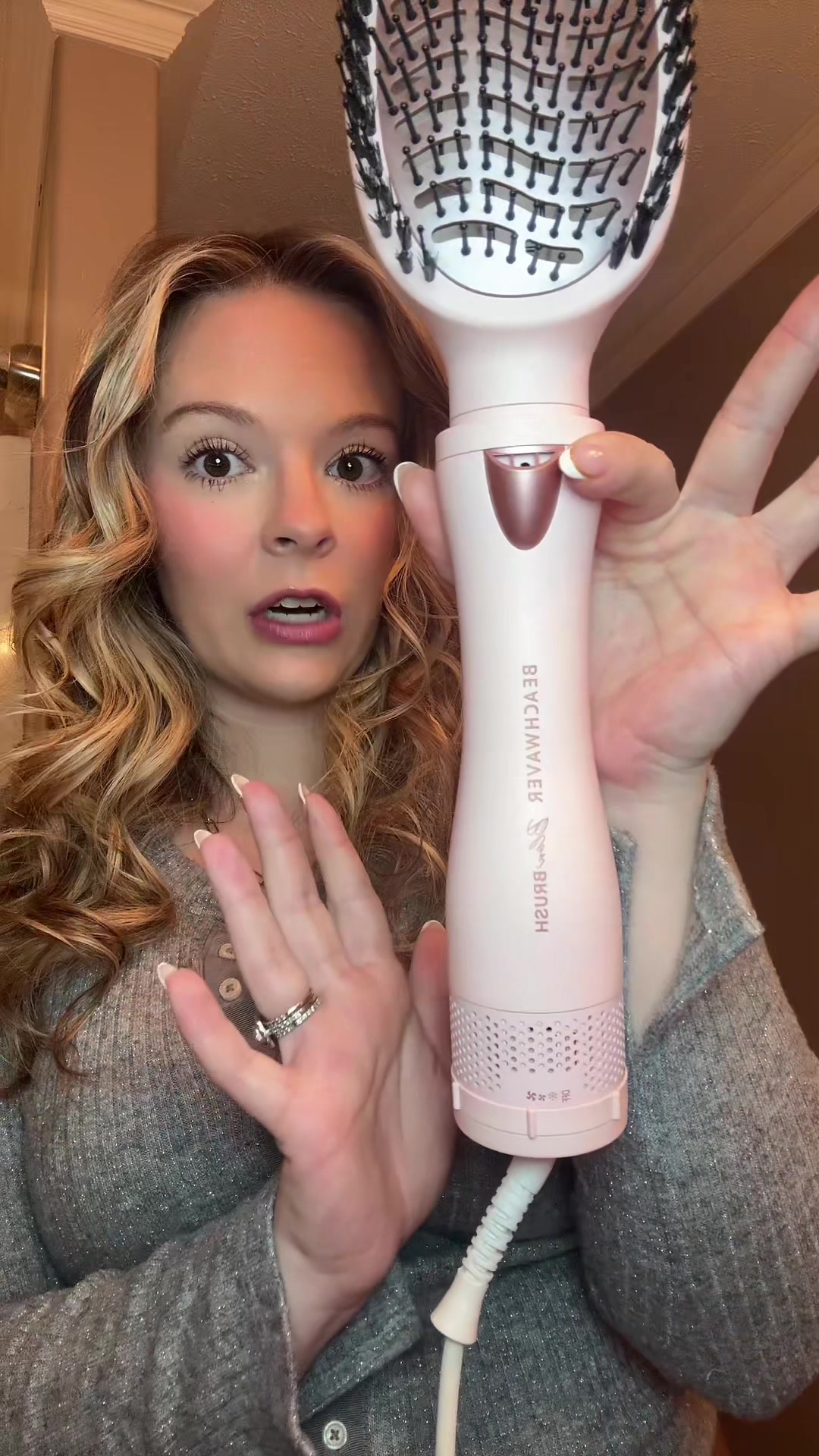 TikTok post by @jordan.paigebro for Beachwaver. Caption reads: MAJOR price drop on this @TheBeachwaver blow brush....