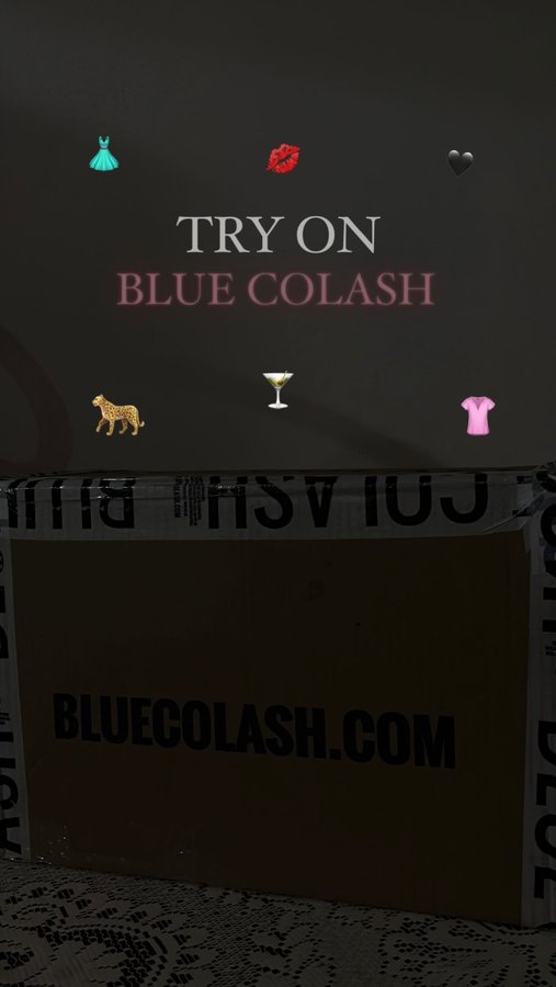 Instagram post by @aandysalinas for BLUECOLASH.COM. Caption reads: try on!!! x @bluecolash 🐆💋🥂
thanks to them! <3....