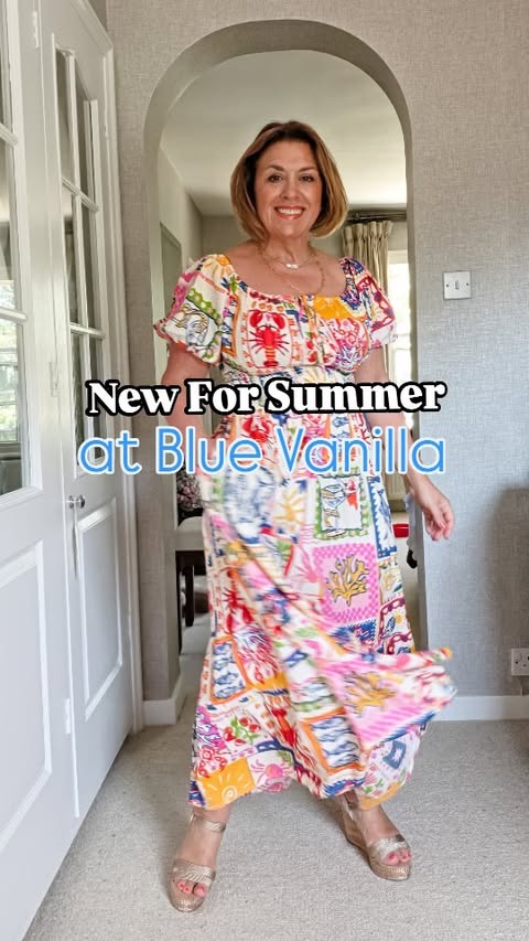 Instagram post by @dressedtothemax for Blue Vanilla. Caption reads: Ad I picked 3 Summer outfits from....