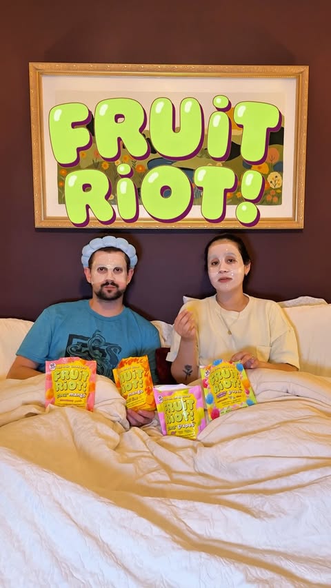Instagram post by @mrs.isabelabarbosa for Fruit Riot. Caption reads: Mommy & Daddy’s Nighttime Routine With @fruitriot....