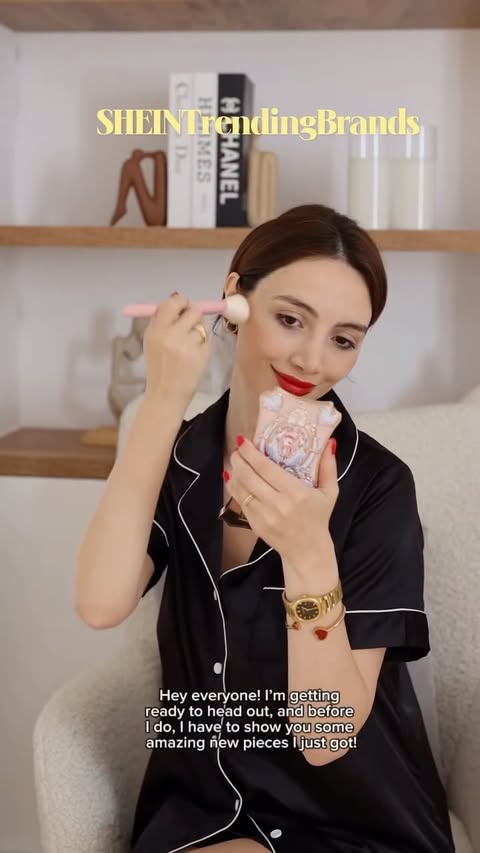 Instagram post by @ninnanatsvlishvili for SHEIN US. Caption reads: Open the SHEIN App, search “Brand”, and explore....