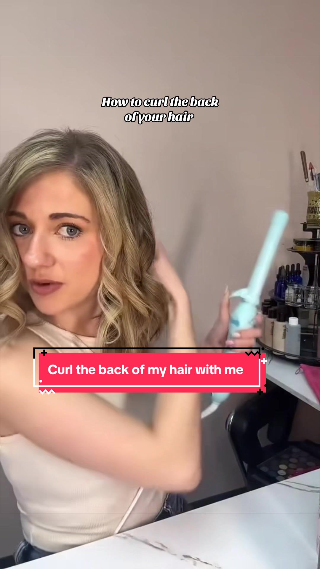 TikTok post by @beautybyjennie for Beachwaver. Caption reads: [...] back of your hair with @TheBeachwaver....