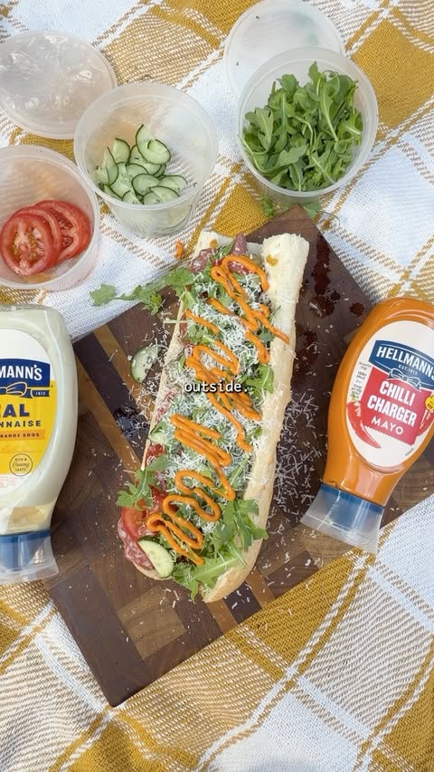 Instagram post by @itssandwichking for Hellmann's. Caption reads: POV: summer sandwich final boss | AD @hellmannsuk....