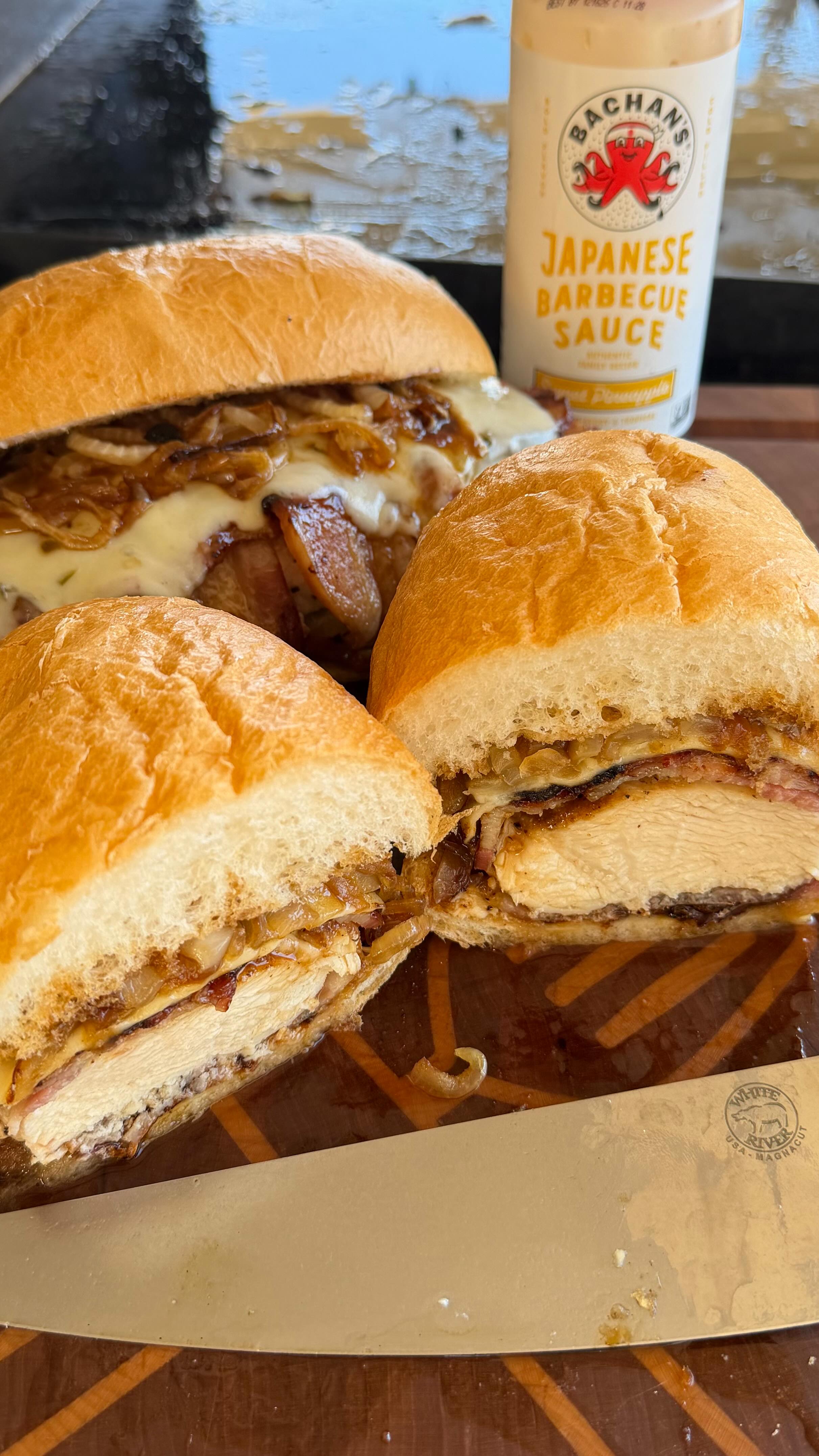 Instagram post by @smokehousenick for Bachan’s. Caption reads: Bacon Wrapped Pineapple Chicken

Form a bacon....