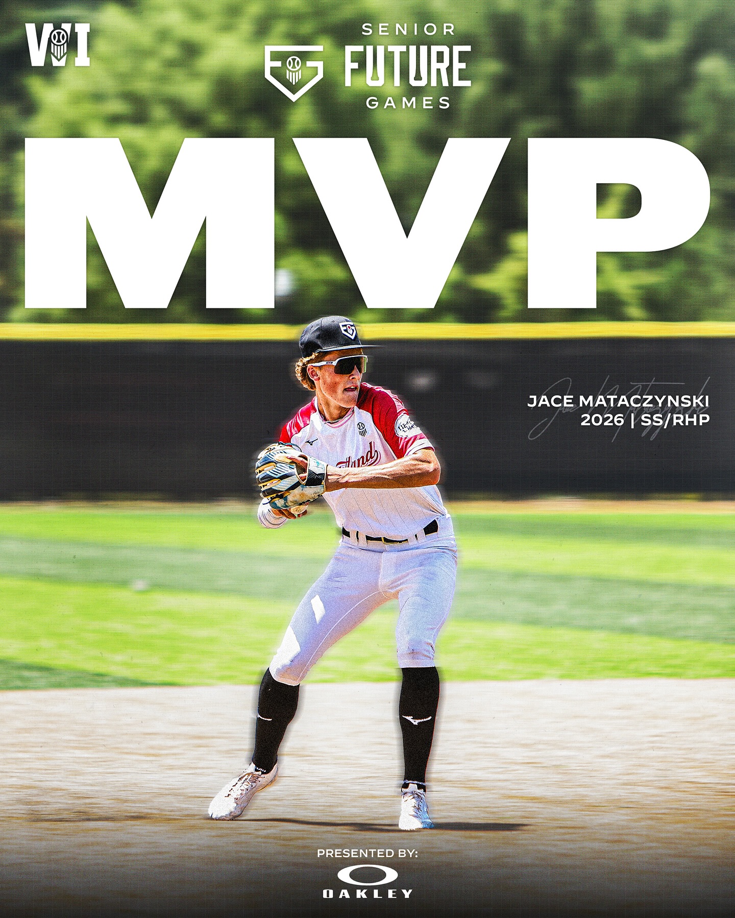 Instagram post by @prepbaseballwi for Mizuno USA. Caption reads: 🥇 𝟚𝟘𝟚𝟝 𝕊𝕖𝕟𝕚𝕠𝕣 𝔽𝕦𝕥𝕦𝕣𝕖 𝔾𝕒𝕞𝕖𝕤:....