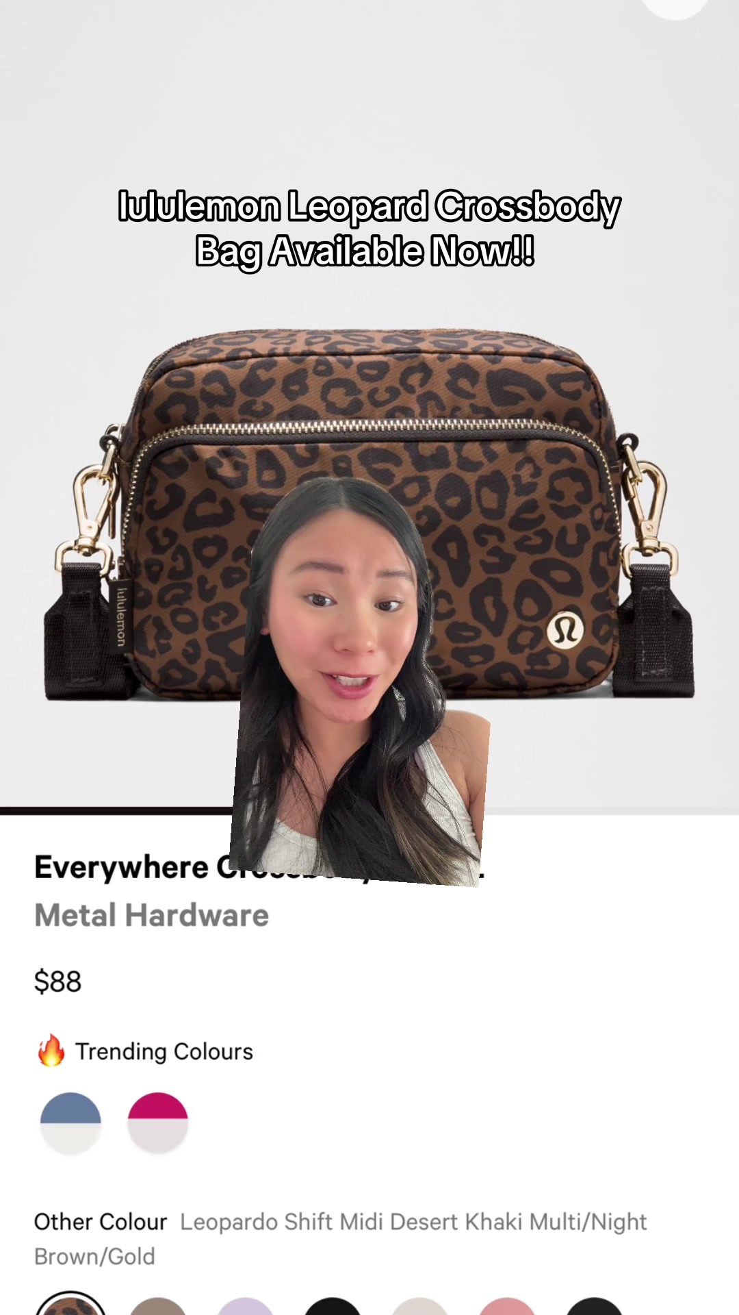 TikTok post by @gabilemoine for lululemon. Caption reads: [...] crossbody bag from the @lululemon drop today....