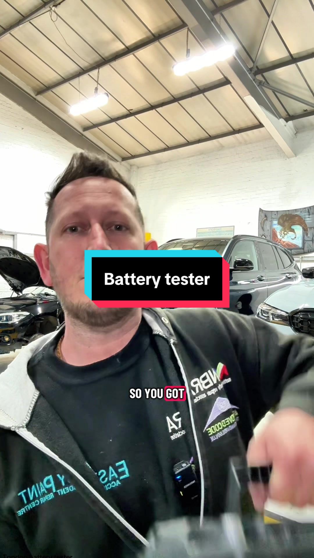TikTok post by @whatever0488 for Topdon. Caption reads: [...] a battery tester first. This one from Topdon....