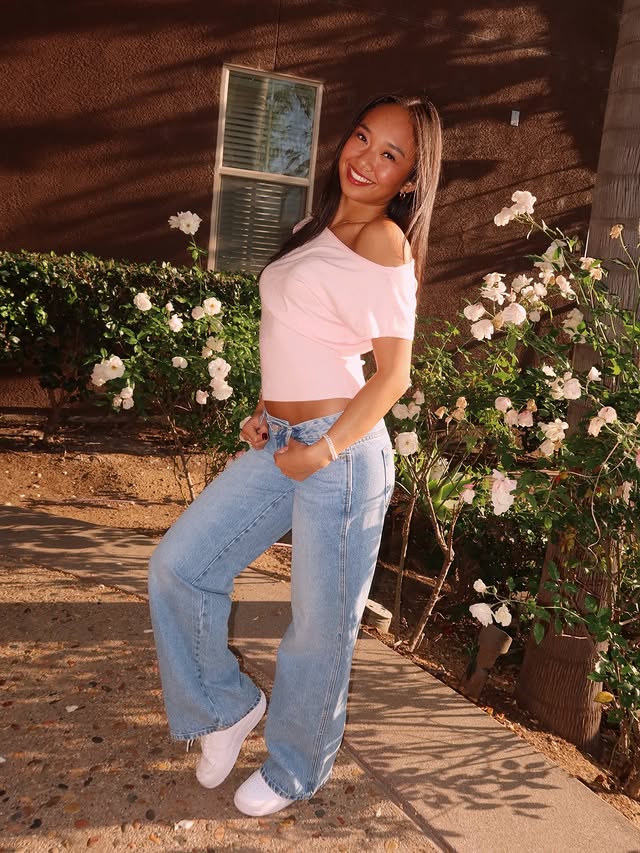 Instagram post by @nicolelaeno for PacSun. Caption reads: [...] jeans 😚💖⭐️🪽🪽🪽 ft. my fav denim @pacsun....