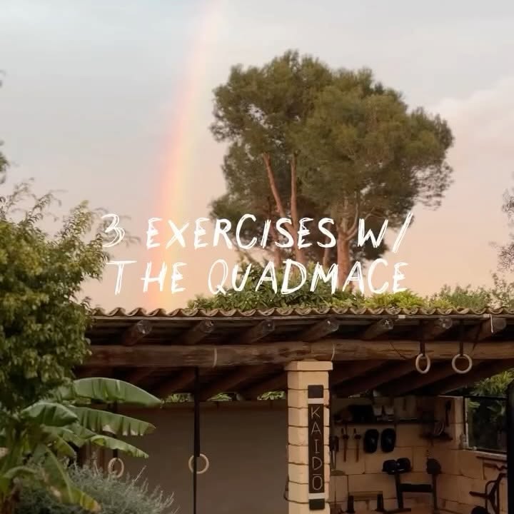 Instagram post by @functionalfelix for Onnit. Caption reads: 3 exercises with the Quadmace. A beautiful tool to....
