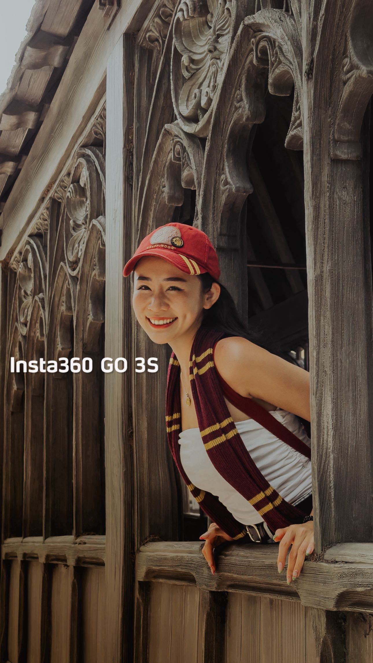 Instagram post by @joyfoyy for Insta360India. Caption reads: 小さくて、軽くて、どこにでも連れて行けるカメラ🎒Insta360 GO....