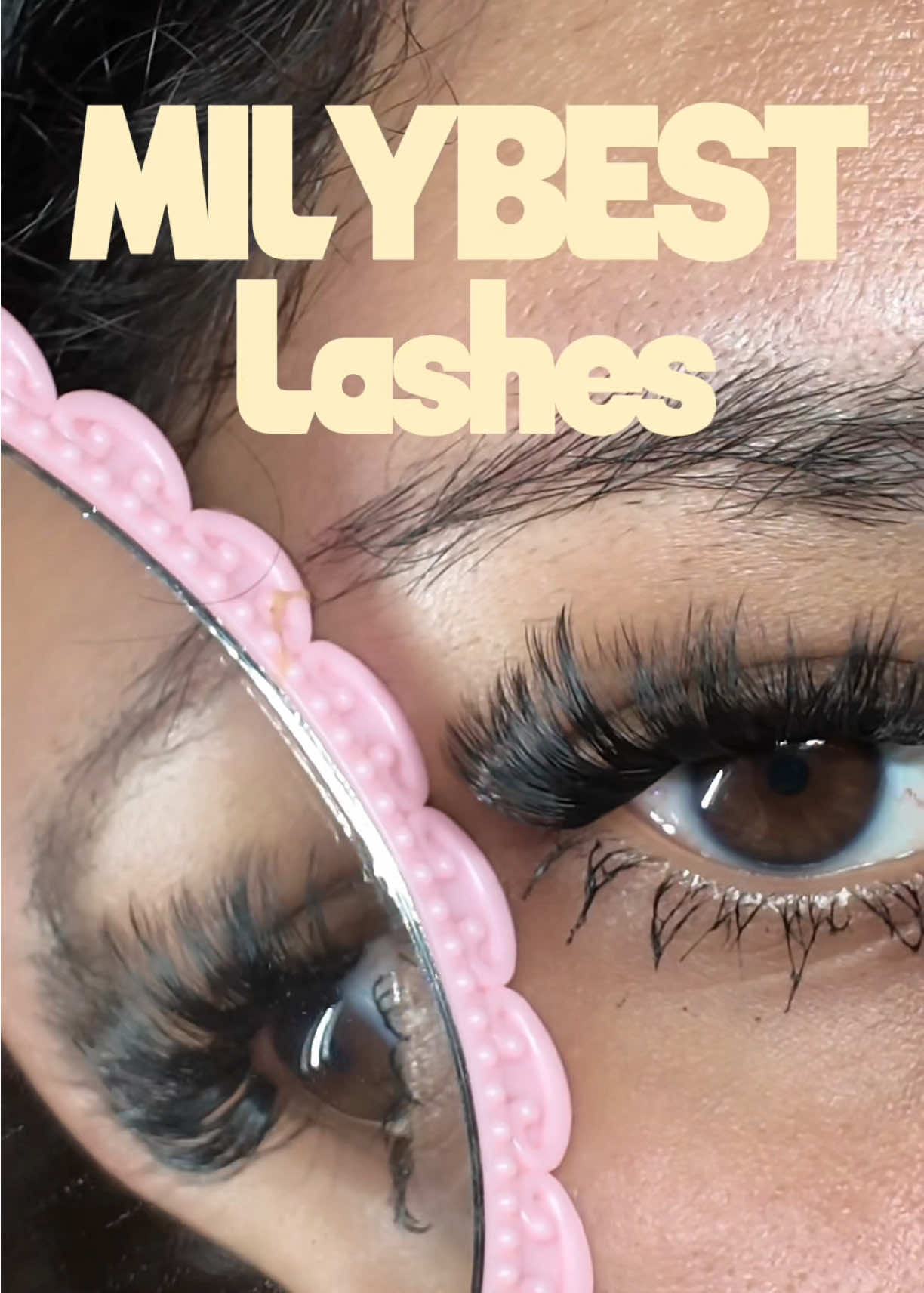 TikTok post by @tuneetrina for MilyBest Beauty. Caption reads: MILYBEST lashes 🎀 @MilyBest Beauty #milybest #fyp....