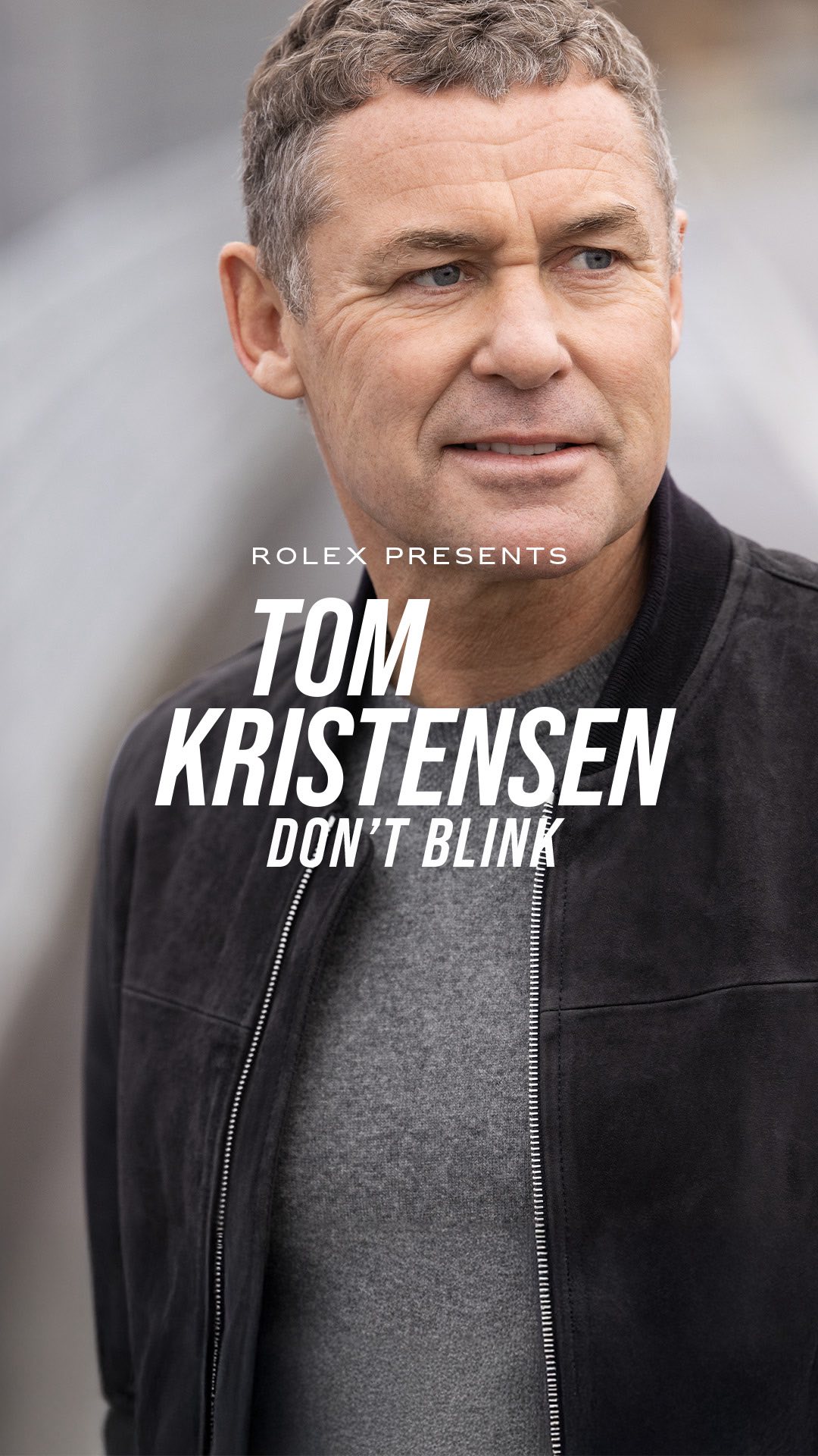 Instagram post by @tomkristensen_com for ROLEX. Caption reads: Legendary endurance racing driver....